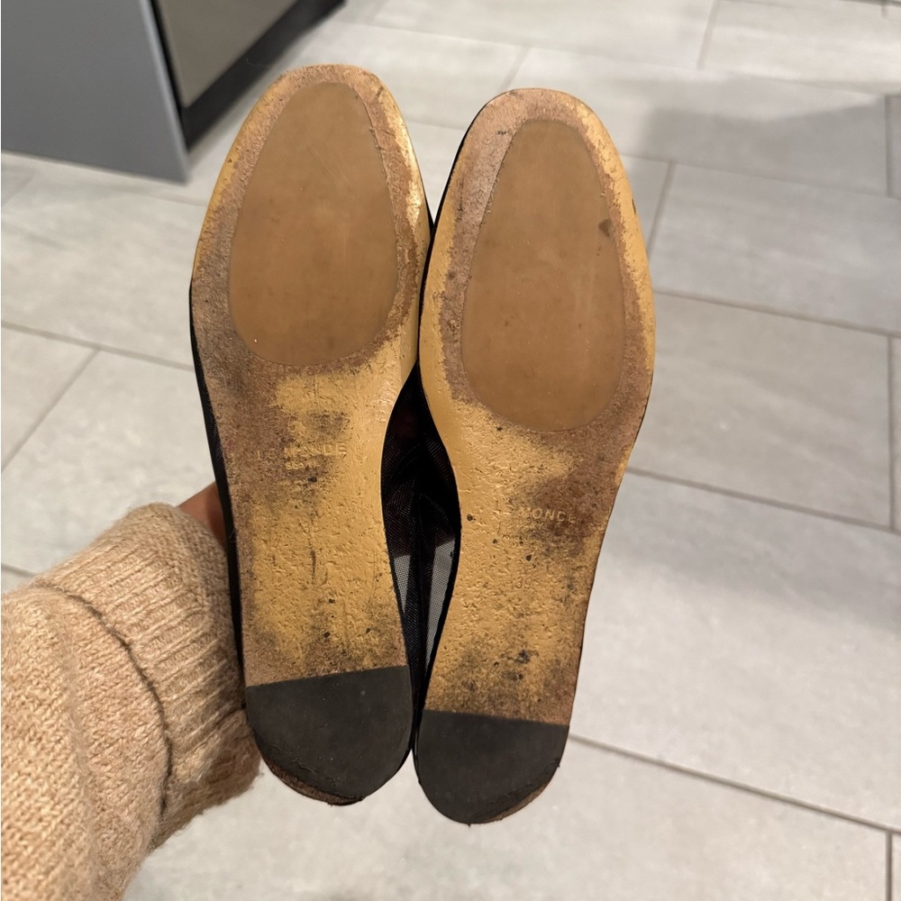 Le Monde Beryl Luna leather trimmed mesh ballet flats - Picture 3 of 6